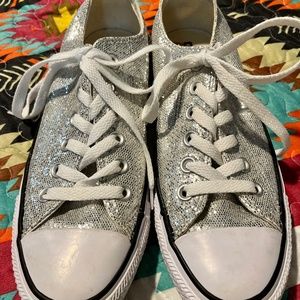 Silver Glittery All Star Converse Size 7
